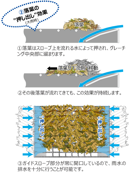 落ち葉の押し出し効果